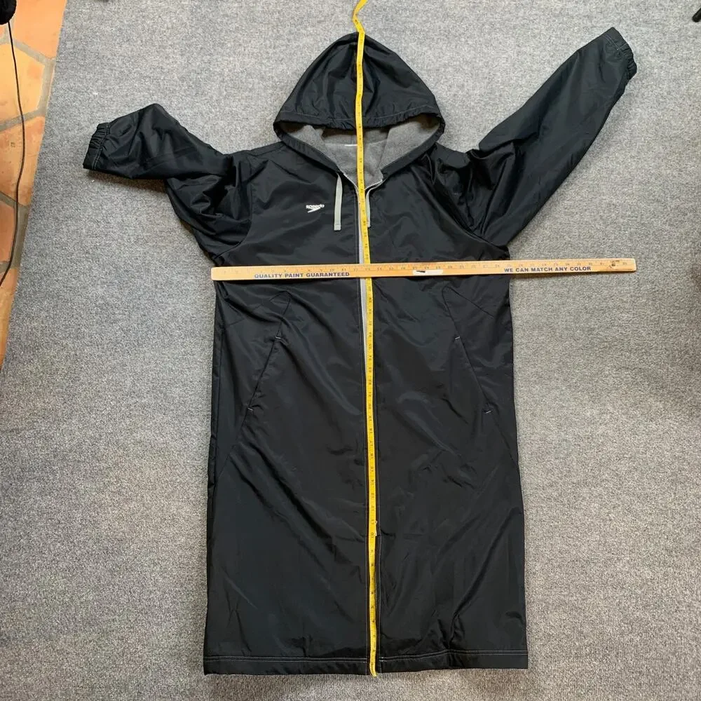 Speedo Jacket Mens Large Black Team Parka Fleece Lined Full Zip Water Resistant